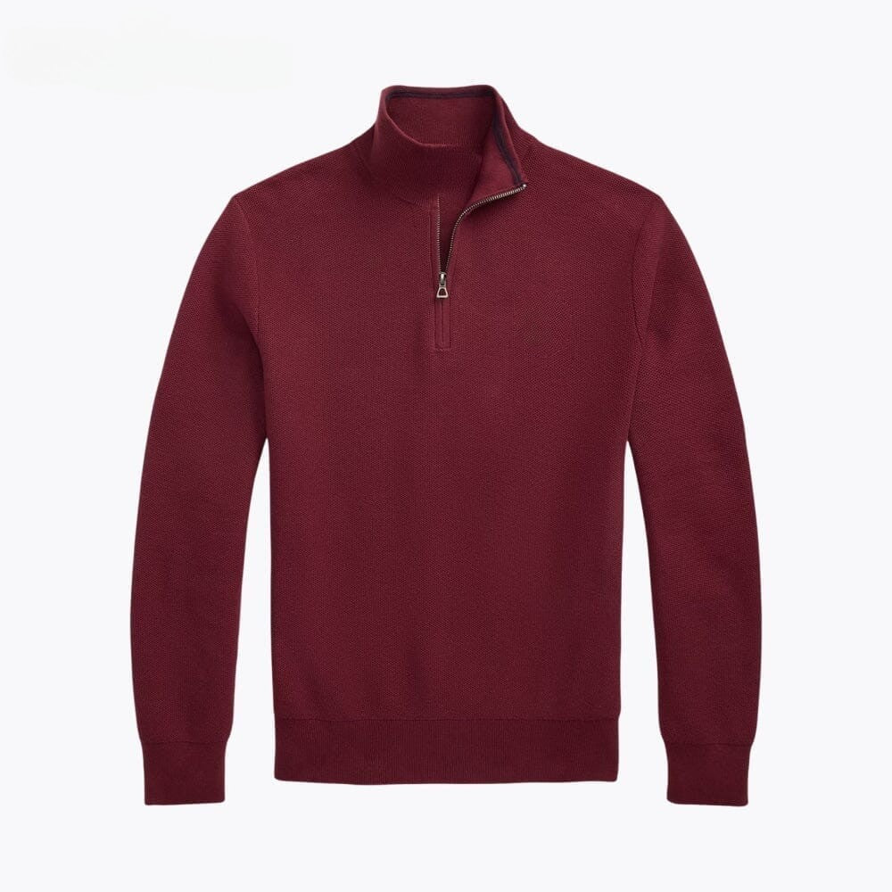 Mesh-Knit Cotton Quarter-Zip Sweater