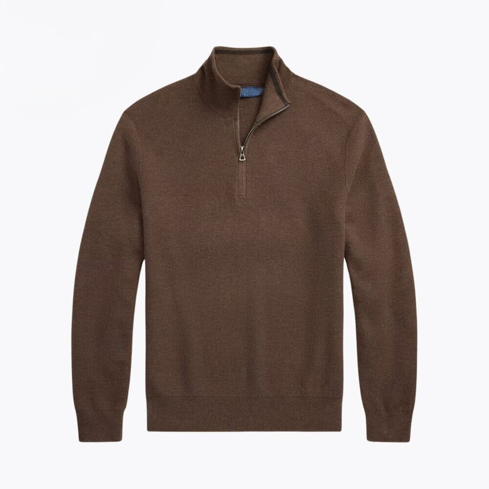 Mesh-Knit Cotton Quarter-Zip Sweater