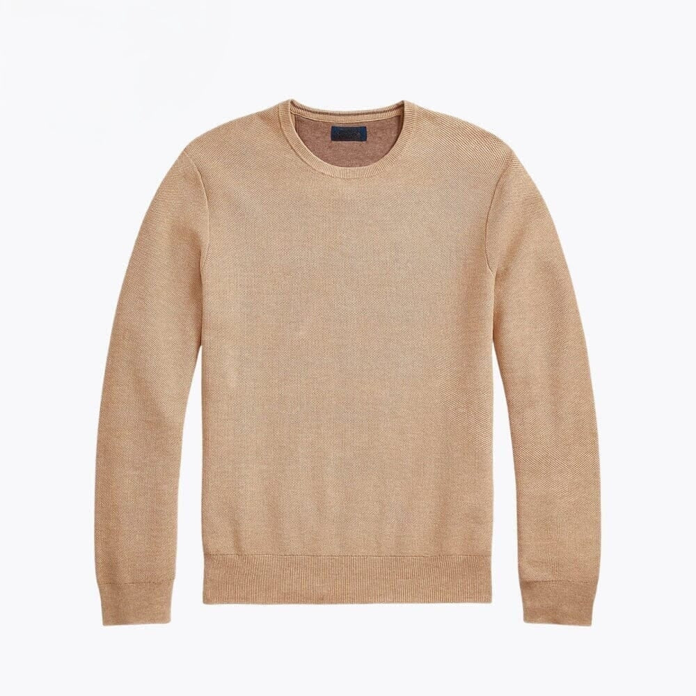 Mesh-Knit Cotton Crewneck Sweater
