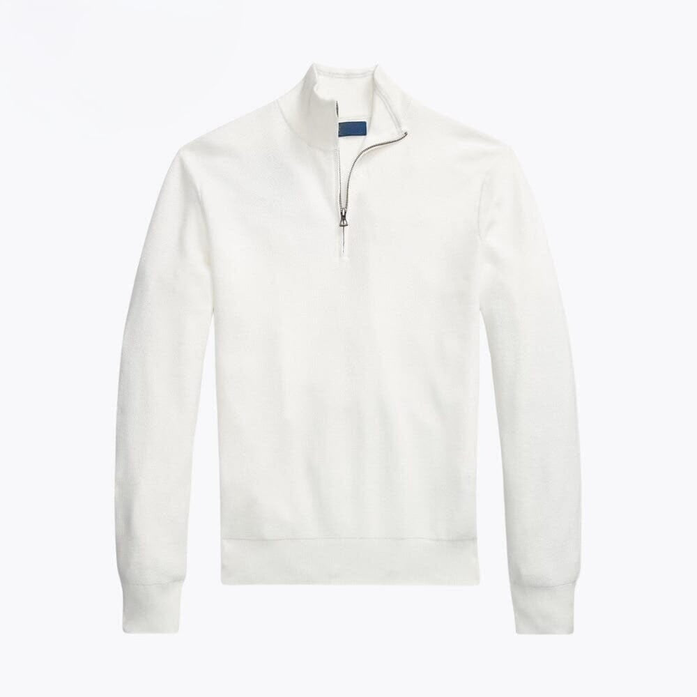 Mesh-Knit Cotton Quarter-Zip Sweater