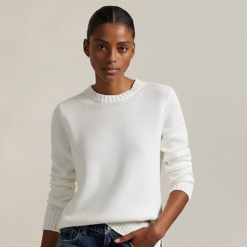 Polo Bear Crew Neck Sweater in Linen-Cotton Blend