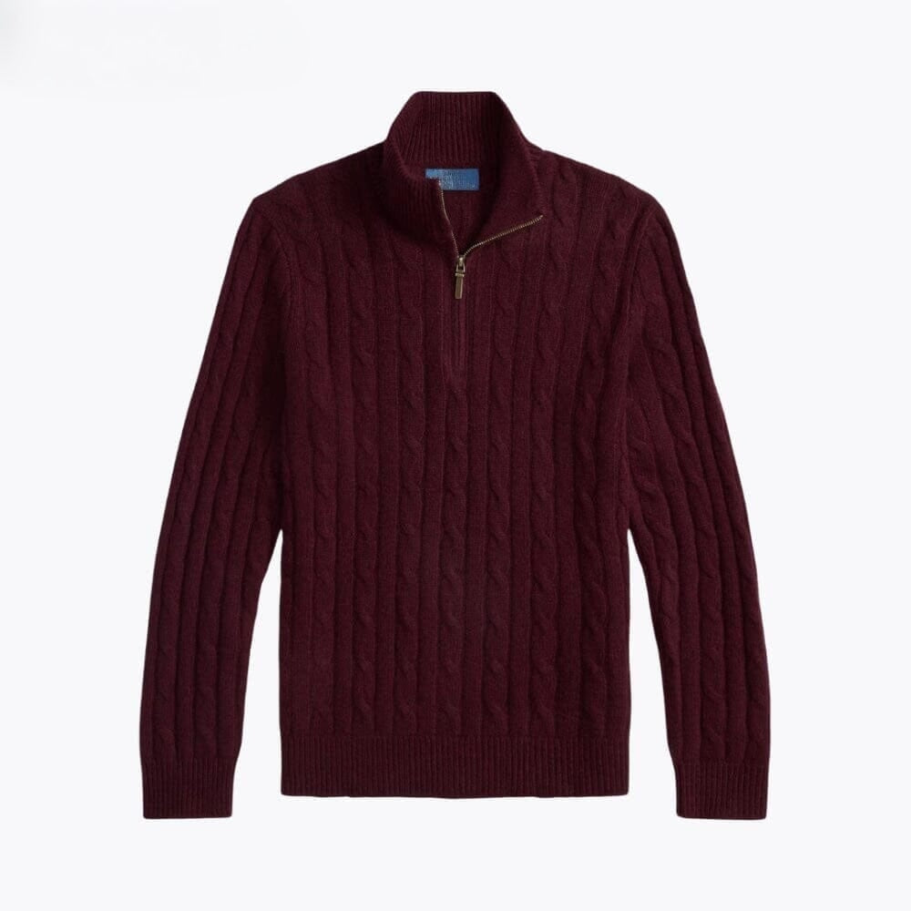 Cable-Knit Cashmere Quarter-Zip Jumper