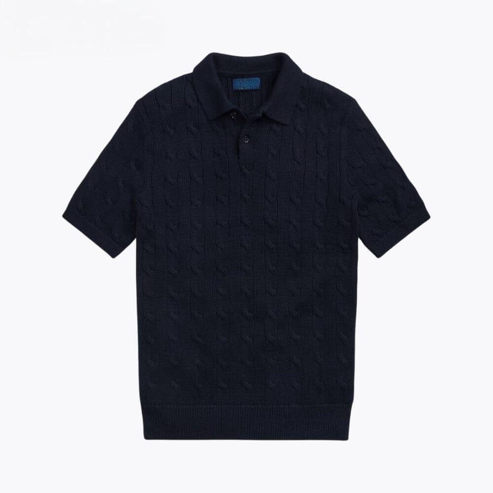 Cable-Knit Cotton Polo-Collar Sweater