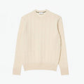 Cable Knit Carded Wool Crew Neck Sweater