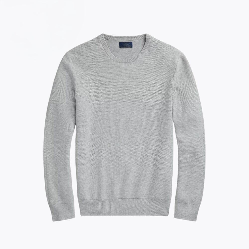 Mesh-Knit Cotton Crewneck Sweater