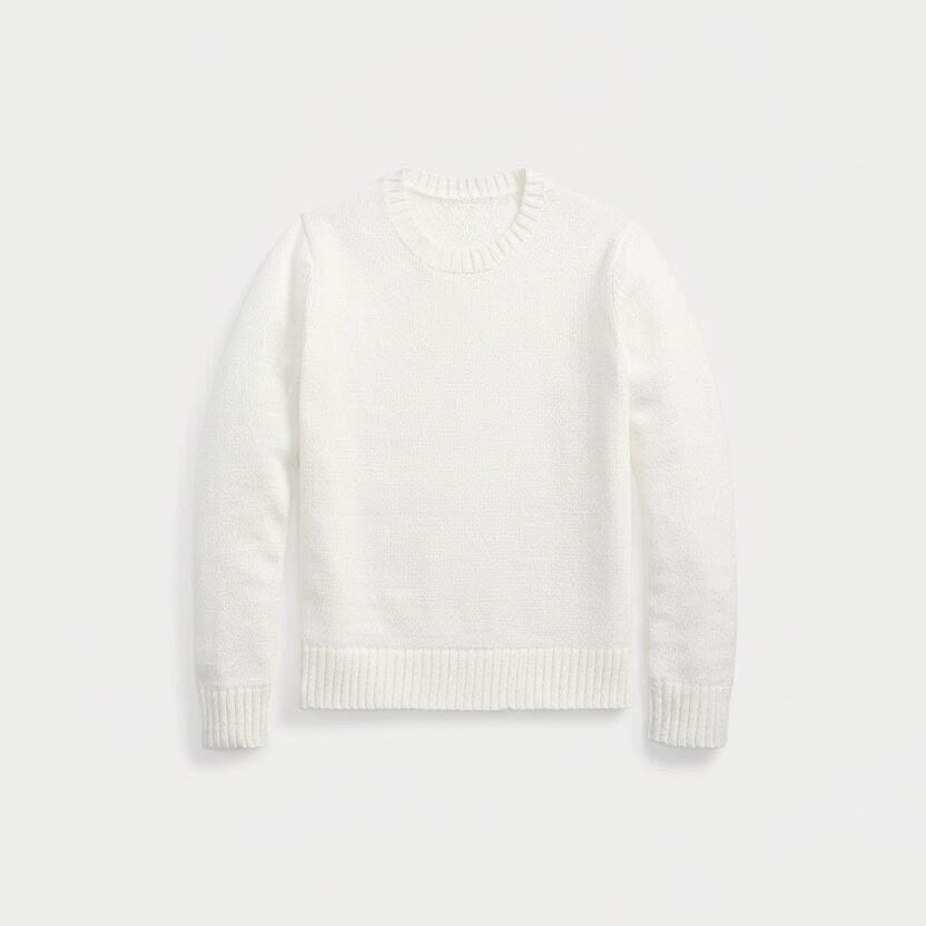 Polo Bear Crew Neck Sweater in Linen-Cotton Blend