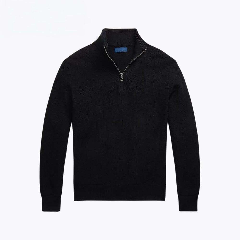 Mesh-Knit Cotton Quarter-Zip Sweater